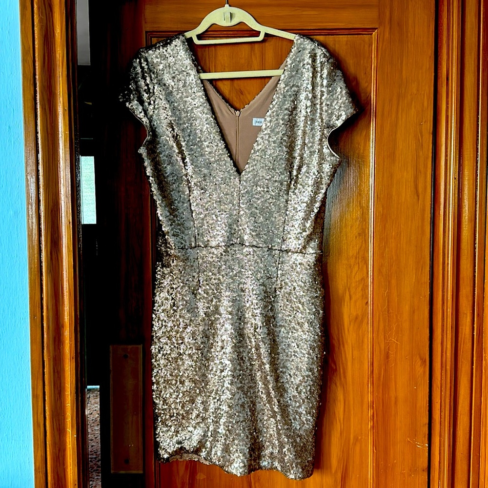 Gold sequin Dress the Population fitted mini-dress